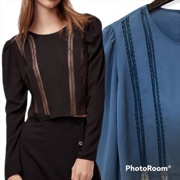 New! Sunday Best - Aritzia cropped blouse, blue extra small - Picture 1 of 11